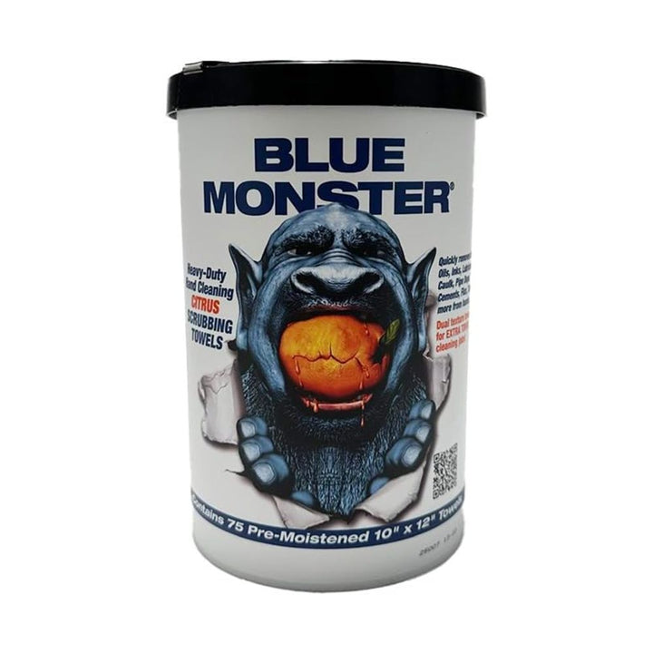 Millrose 77095 Blue Monster Hand Wipes - Citrus Scrubbing Towels w/ Brush