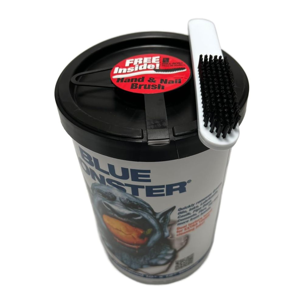 Millrose 77095 Blue Monster Hand Wipes - Citrus Scrubbing Towels w/ Brush