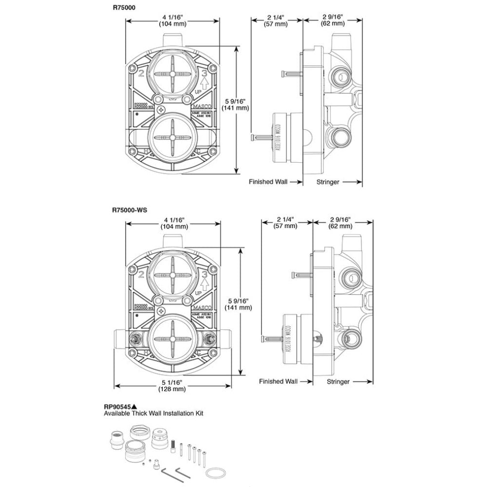 Brizo R75000 MultiChoice Universal Shower Rough-In w/ Integrated Diverter Valve, Universal Inlets/Outlets