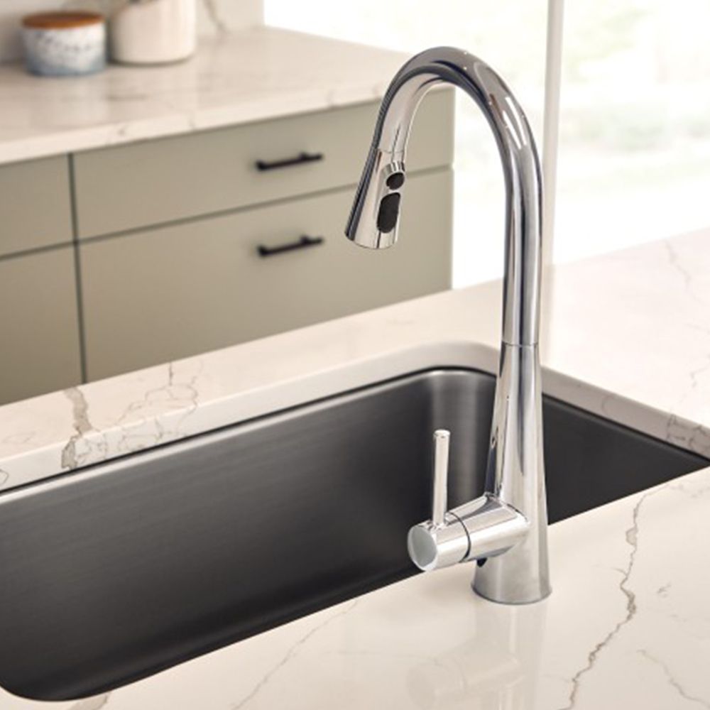 Moen Sleek Single Handle High Arc Pull-Down Kitchen Faucet, Chrome - 7864