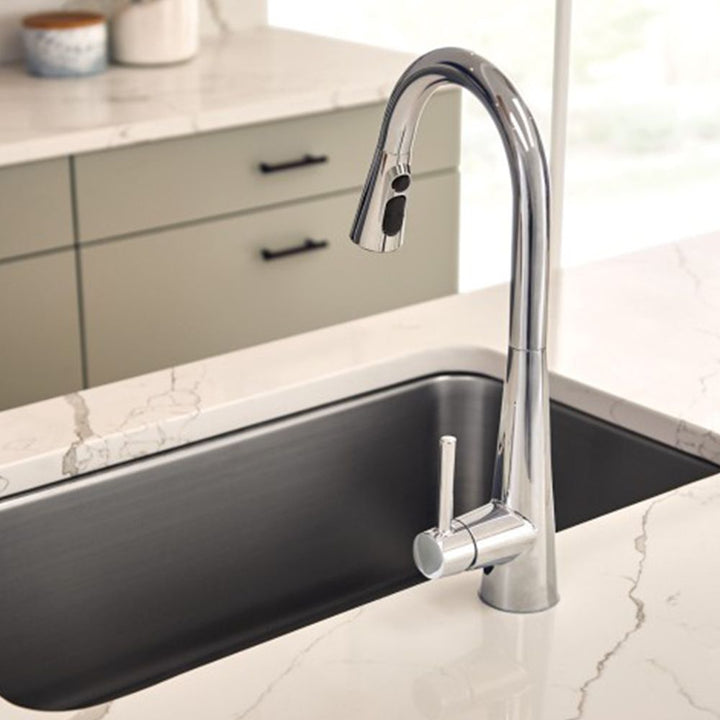 Moen Sleek Single Handle High Arc Pull-Down Kitchen Faucet, Chrome - 7864
