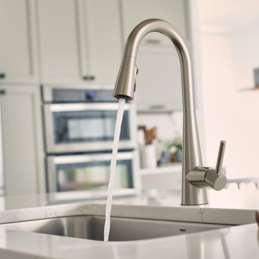 Moen Sleek Single Handle High Arc Pull-Down Kitchen Faucet, Spot Resist Stainless - 7864SRS