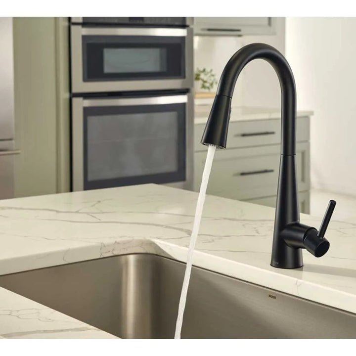 Moen Sleek Single Handle High Arc Pull-Down Kitchen Faucet, Matte Black - 7864BL