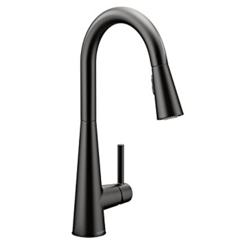 Moen Sleek Single Handle High Arc Pull-Down Kitchen Faucet, Matte Black - 7864BL