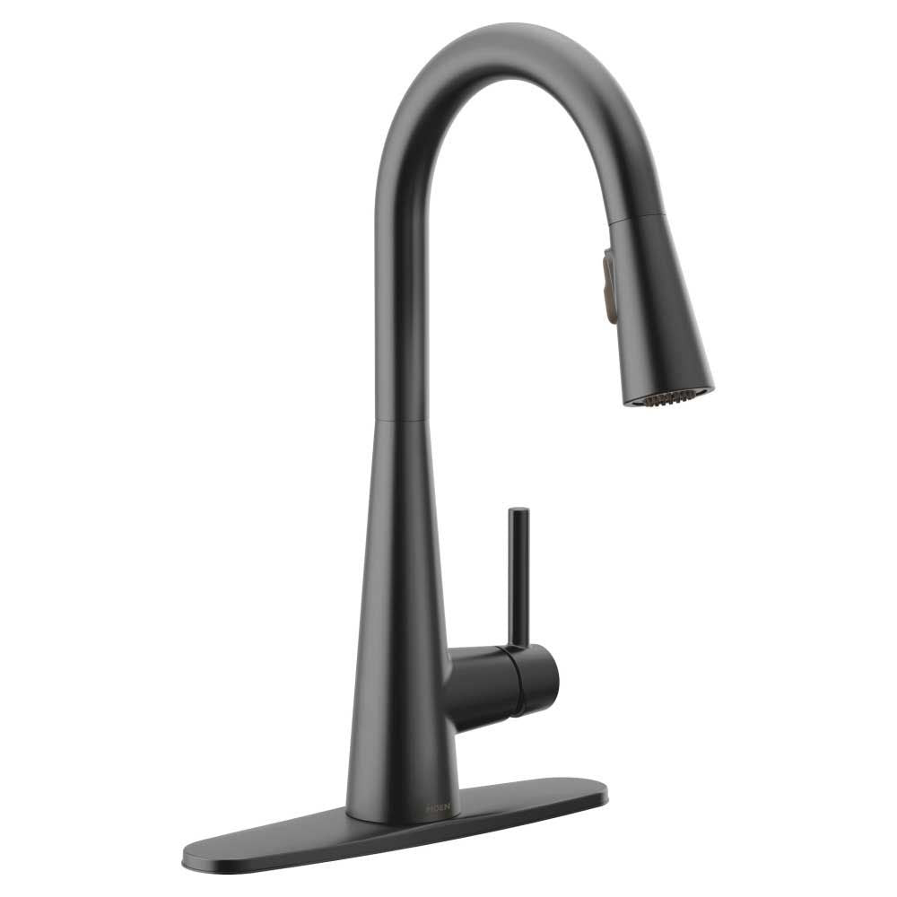 Moen Sleek Single Handle High Arc Pull-Down Kitchen Faucet, Matte Black - 7864BL