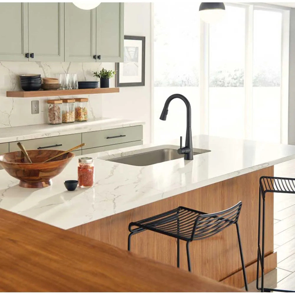 Moen Sleek Single Handle High Arc Pull-Down Kitchen Faucet, Matte Black - 7864BL