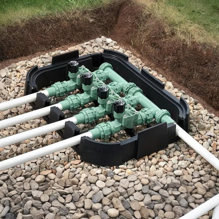 Orbit Sprinkler Valve Box Platform with Removable Pipe Windows, Rectangular, HDPE - 53230