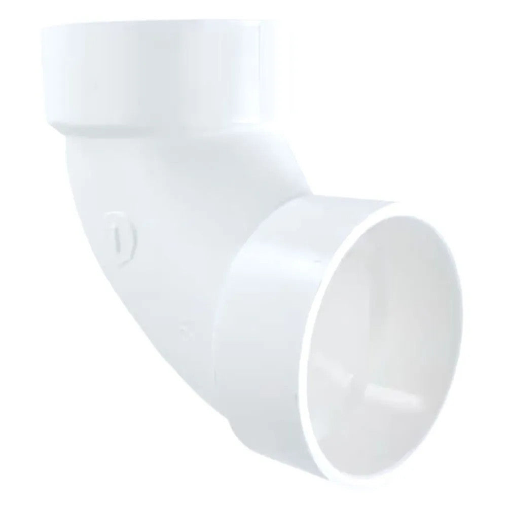 3" PVC Medium Sweep 90-Degree Elbow DWV (Drain Waste and Vent) - Hub