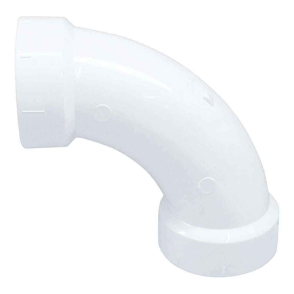 3" PVC Long Sweep 90-Degree Elbow DWV (Drain Waste and Vent) - Hub
