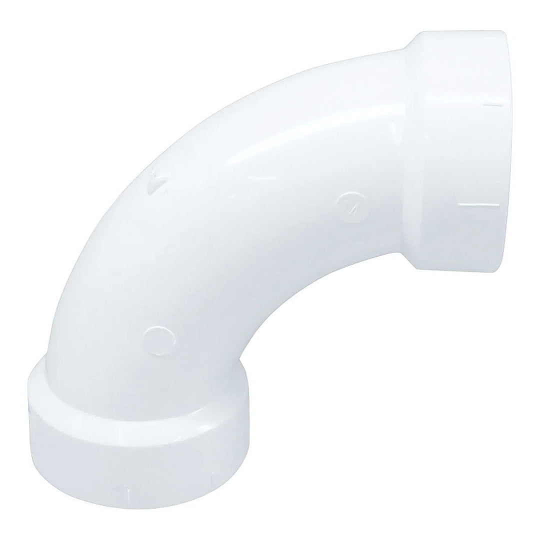 2" PVC Long Sweep 90-Degree Elbow DWV (Drain Waste and Vent) - Hub