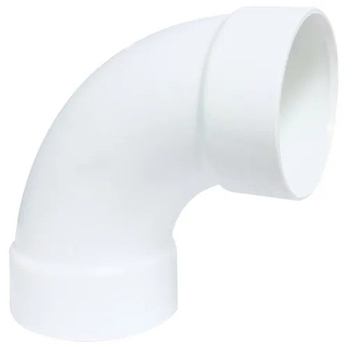 4" PVC Long Sweep 90-Degree Elbow DWV (Drain Waste and Vent) - Hub