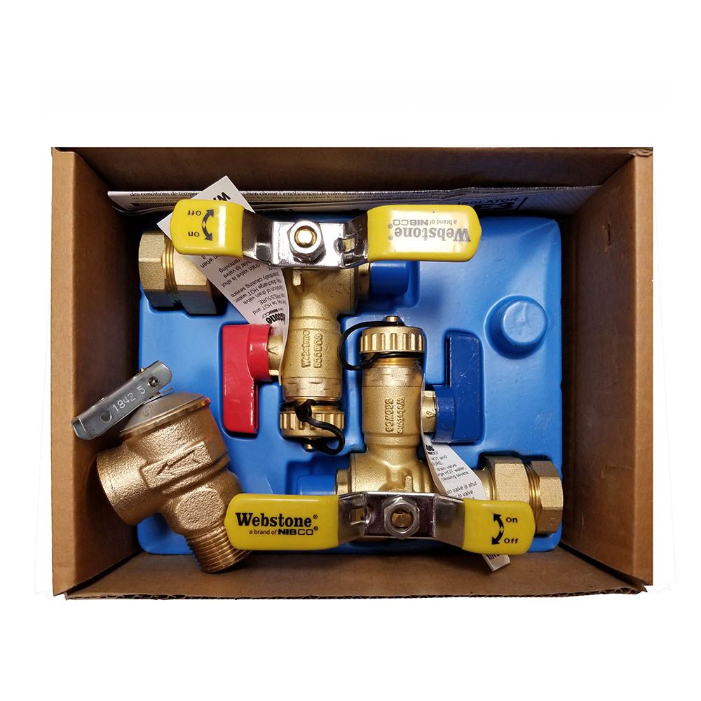 Webstone H-14443WPR 3/4" FIP Tankless Water Heater PEX Service Valve Kit, w/ PRV