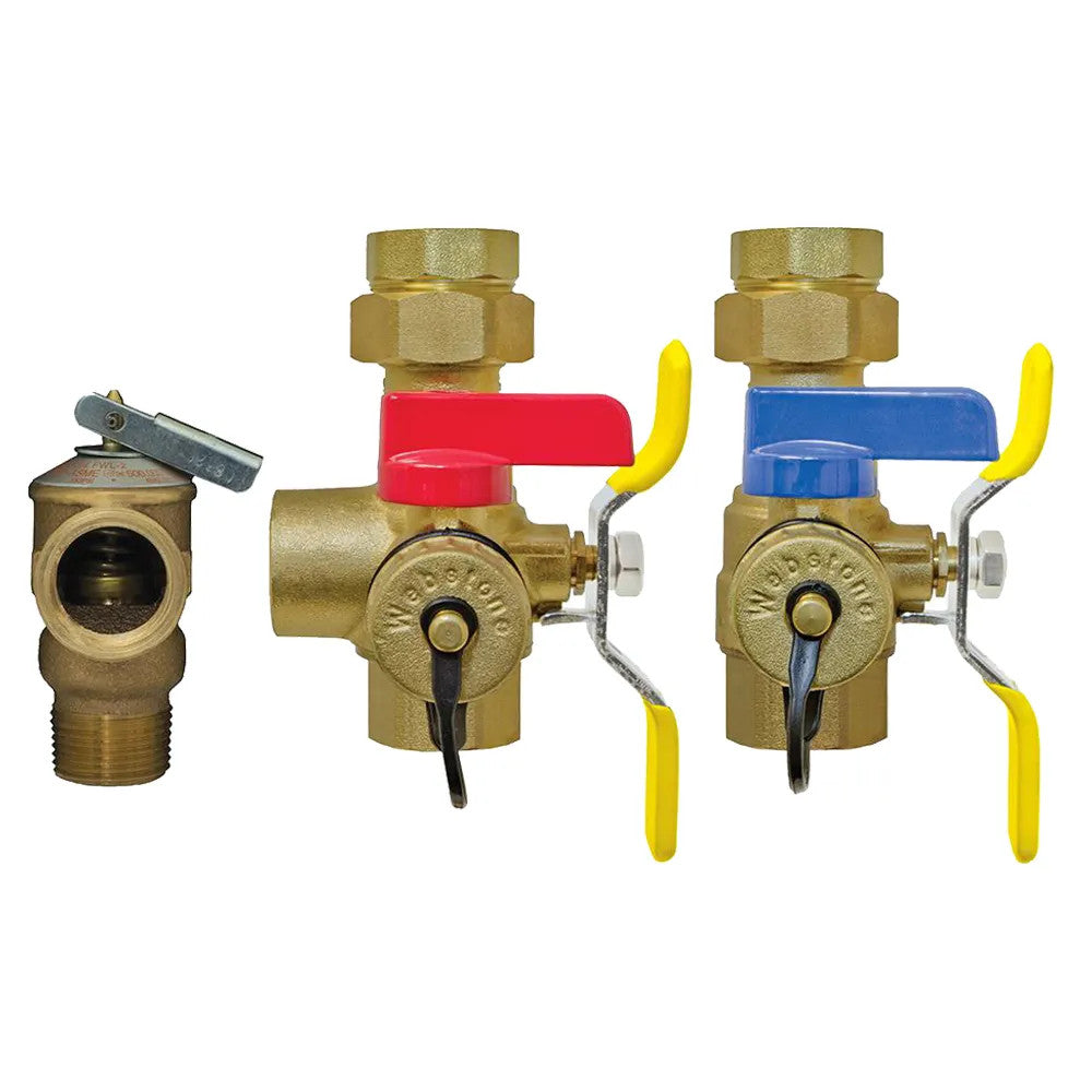 Webstone H-14443WPR 3/4" FIP Tankless Water Heater PEX Service Valve Kit, w/ PRV