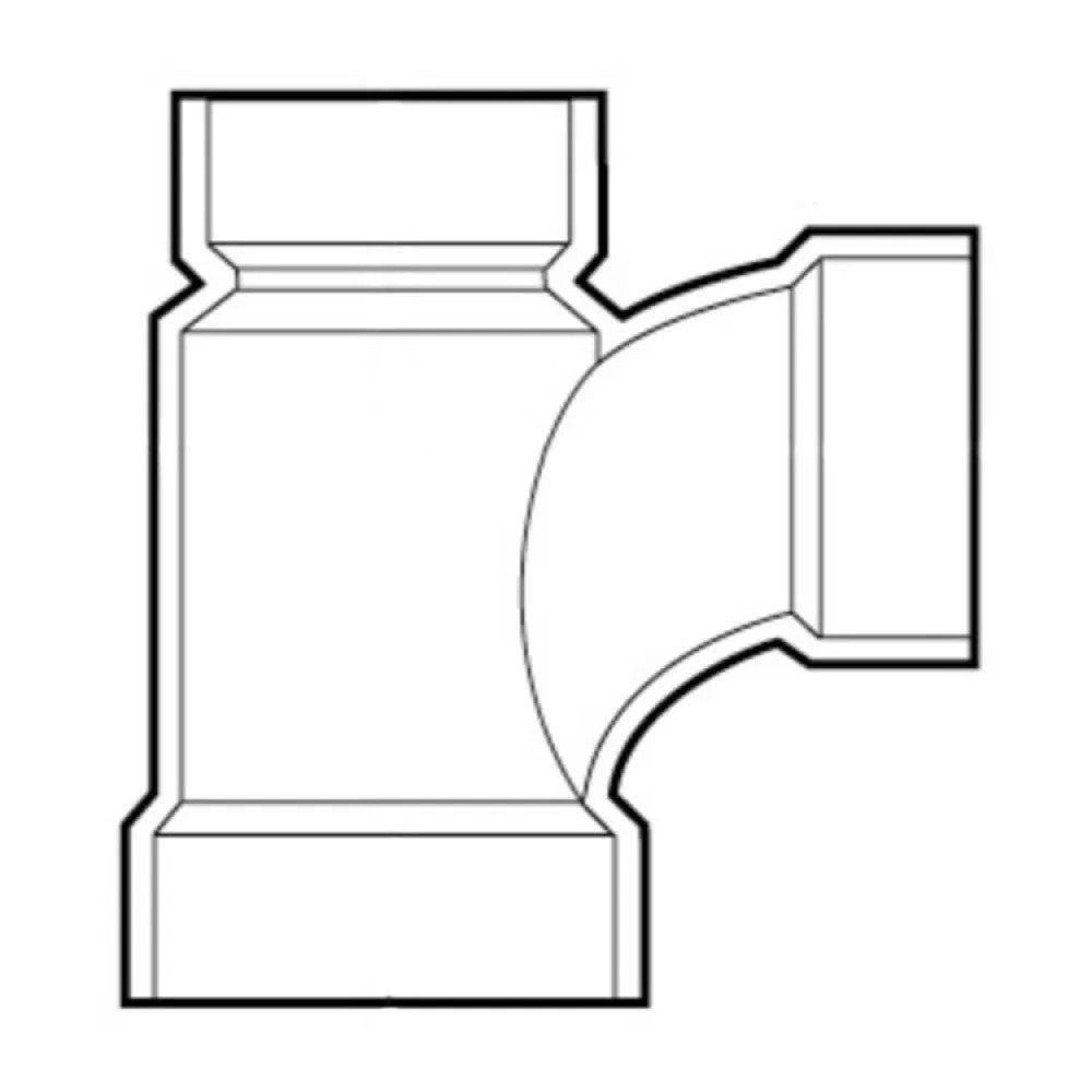 2" x 1-1/2" x 2" PVC Sanitary Tee DWV (Drain Waste and Vent) - Hub