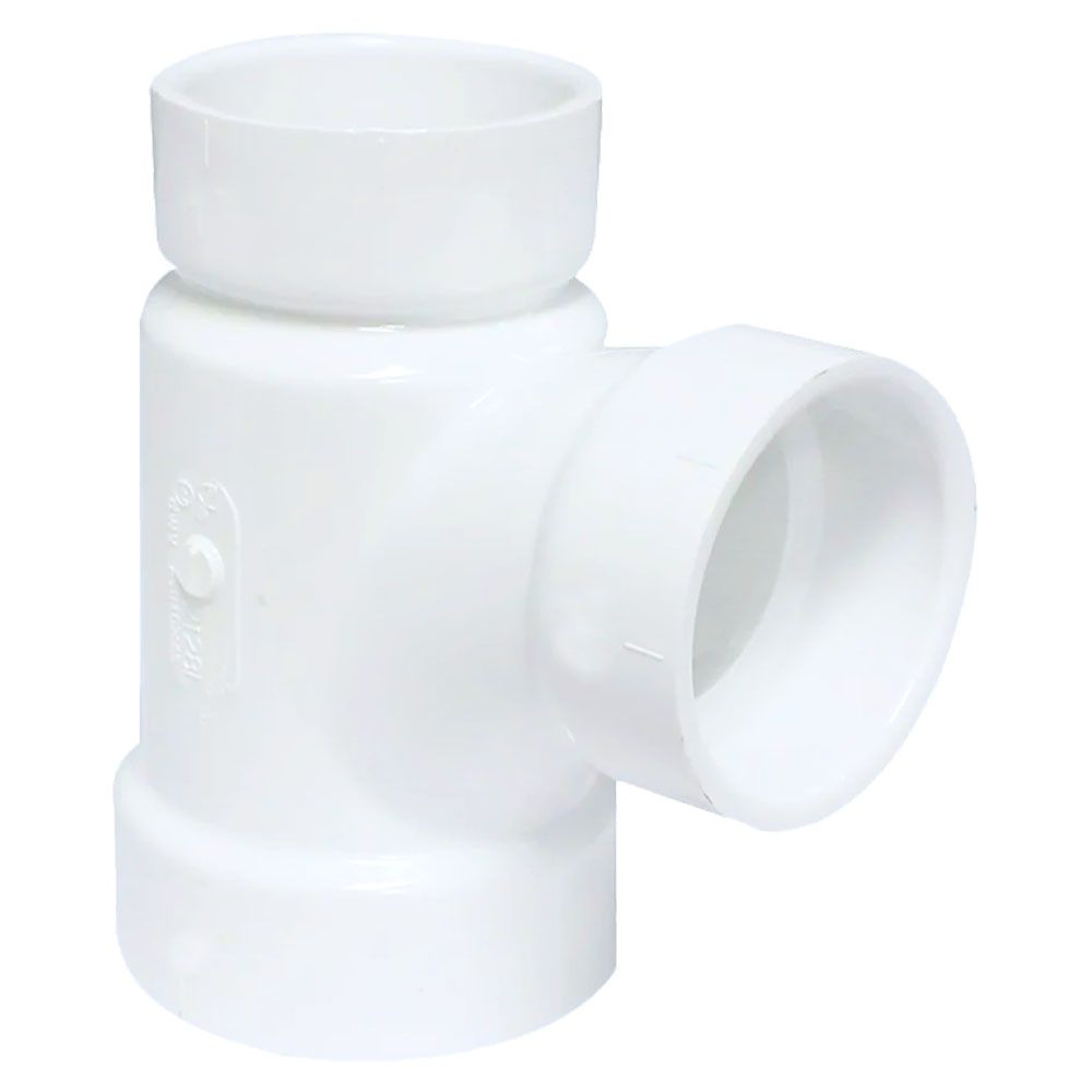 2" x 1-1/2" x 2" PVC Sanitary Tee DWV (Drain Waste and Vent) - Hub
