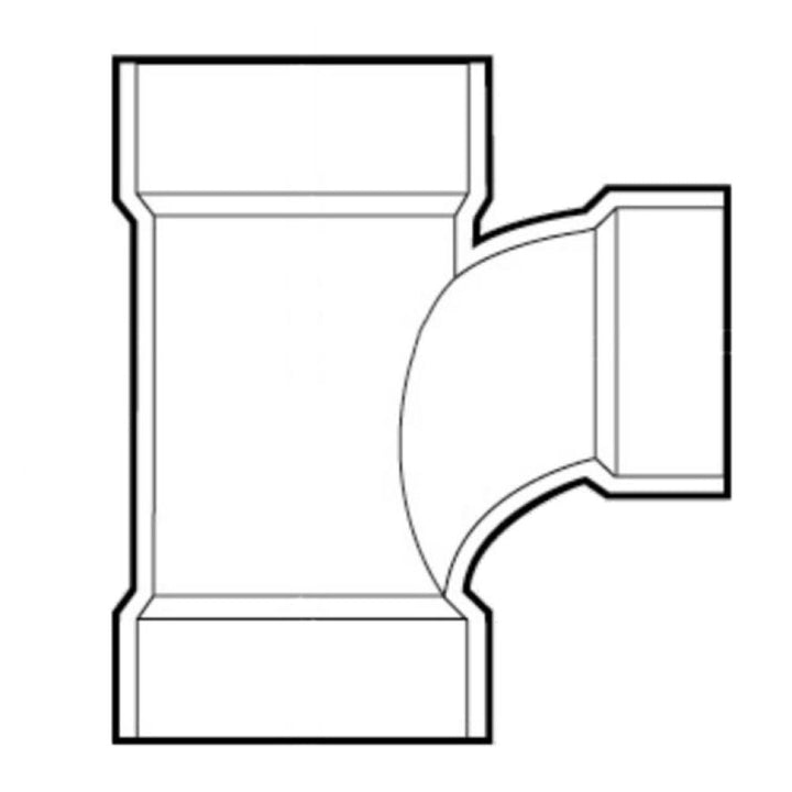 2" x 2" x 1-1/2" PVC Sanitary Tee DWV (Drain Waste and Vent) - Hub
