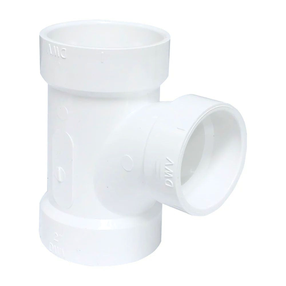 2" x 2" x 1-1/2" PVC Sanitary Tee DWV (Drain Waste and Vent) - Hub