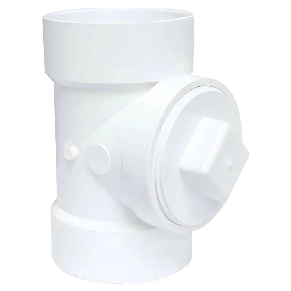 2" PVC Cleanout Tee with Plug DWV (Drain Waste and Vent) - Hub x Hub x FNPT