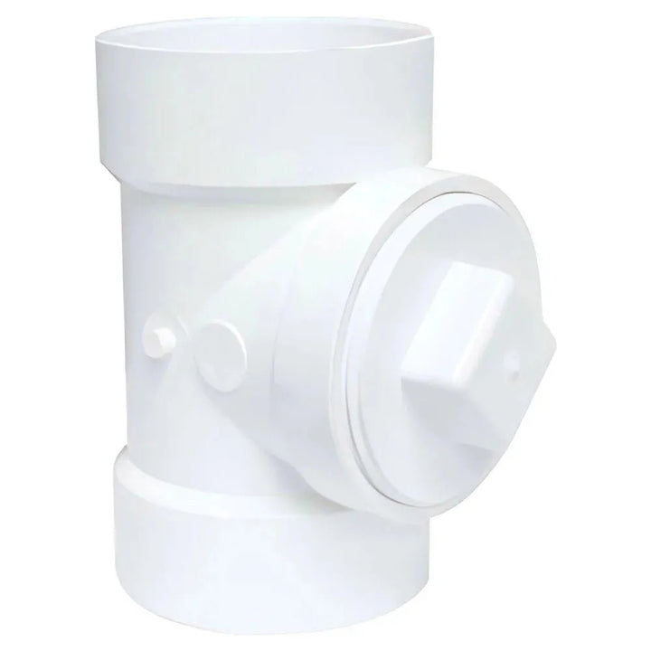 2" PVC Cleanout Tee with Plug DWV (Drain Waste and Vent) - Hub x Hub x FNPT