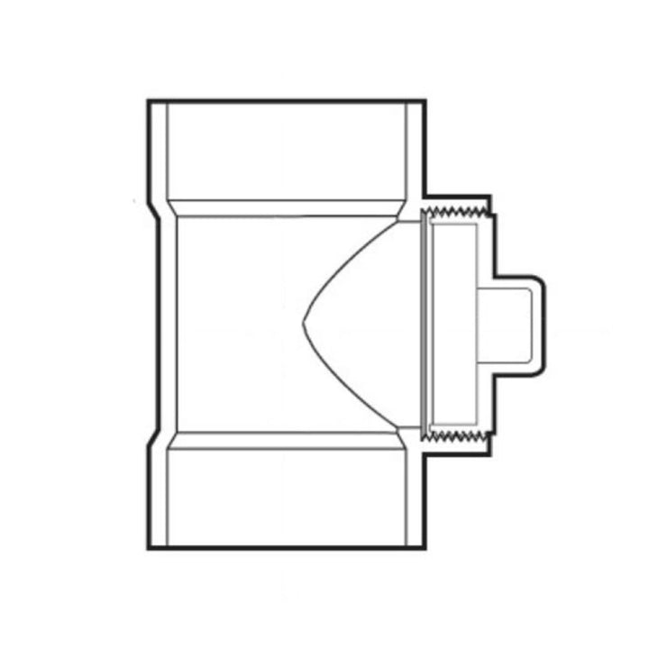 2" PVC Cleanout Tee with Plug DWV (Drain Waste and Vent) - Hub x Hub x FNPT