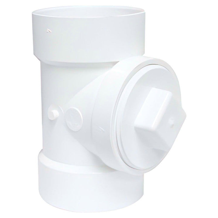 3" PVC Cleanout Tee with Plug DWV (Drain Waste and Vent) - Hub x Hub x FNPT