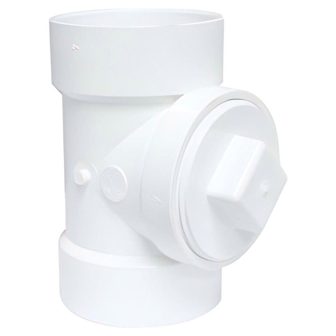 4" PVC Cleanout Tee with Plug DWV (Drain Waste and Vent) - Hub x Hub x FNPT