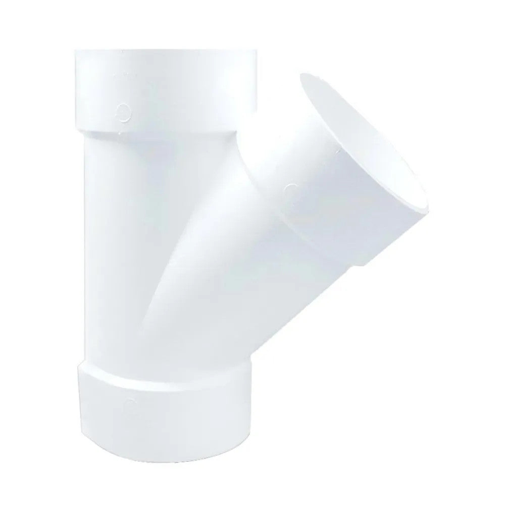 4"x 4"x 3" PVC Wye DWV (Drain Waste and Vent) - Hub