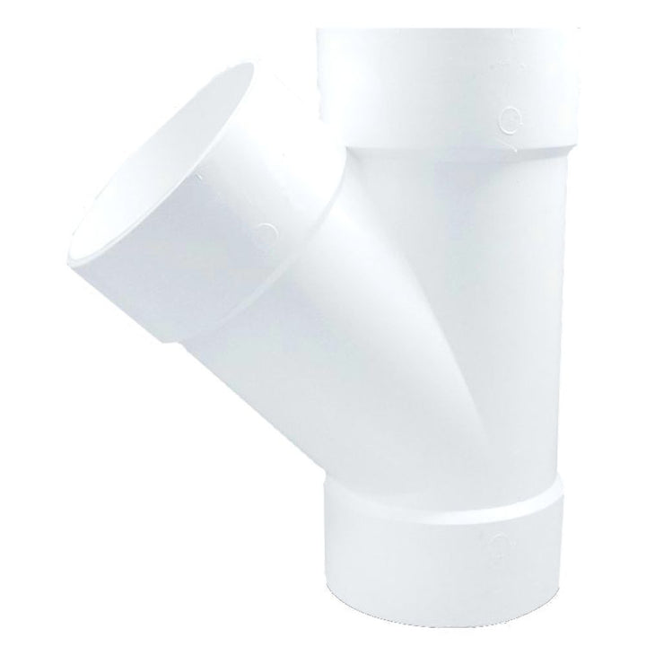 4"x 4"x 3" PVC Wye DWV (Drain Waste and Vent) - Hub
