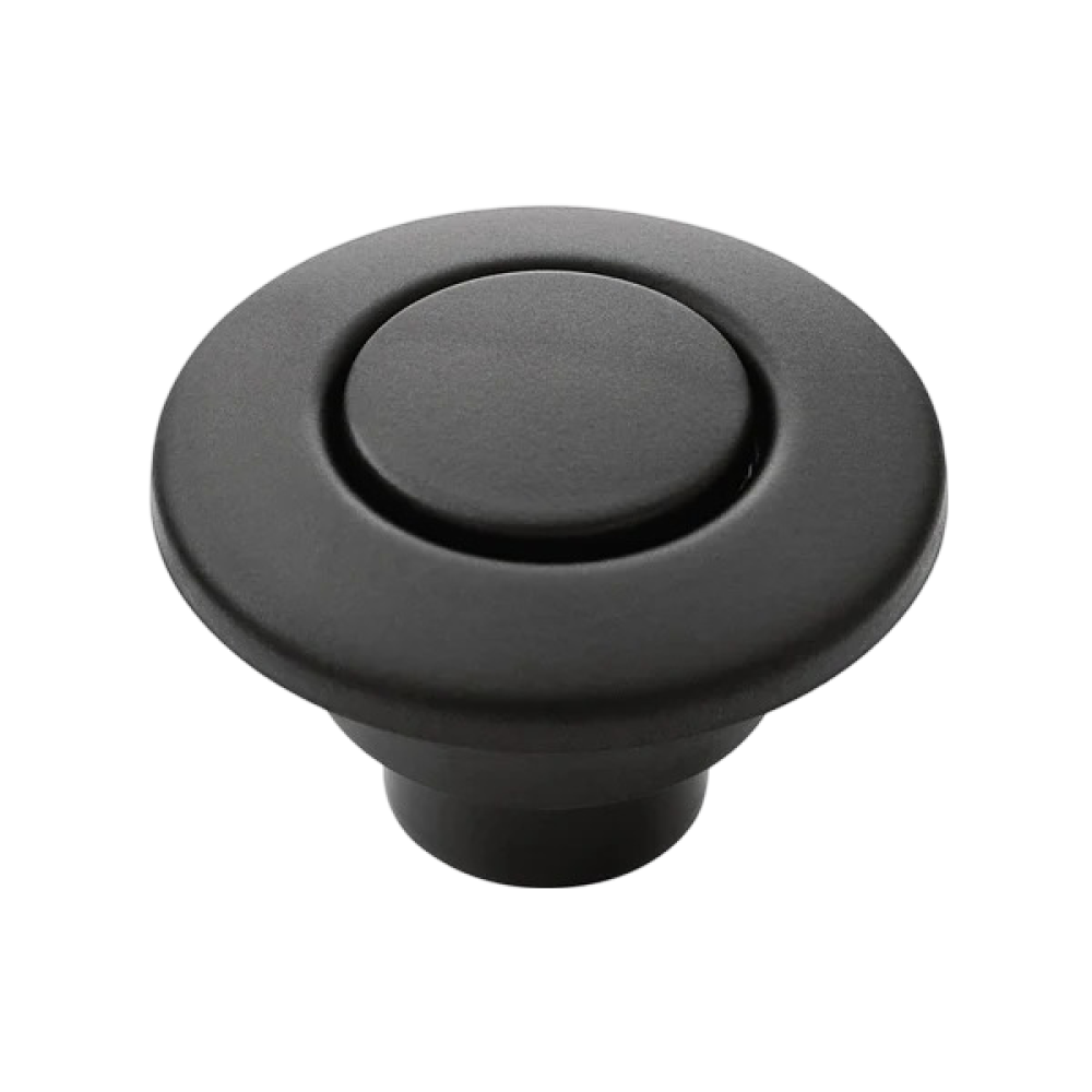 Moen 1-13/16" Garbage Disposal Air Switch, Deck Mount, Round, Push Button, Matte Black - AS-4201-BL