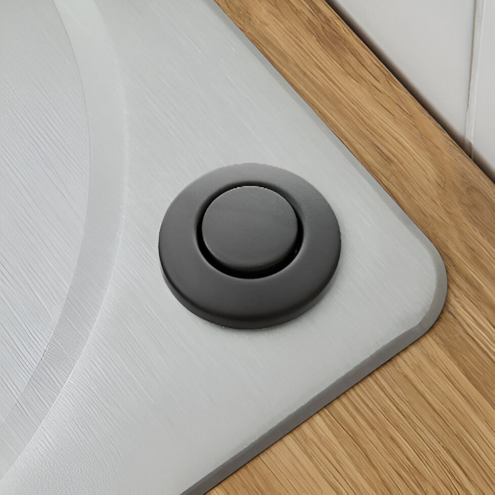Moen 1-13/16" Garbage Disposal Air Switch, Deck Mount, Round, Push Button, Matte Black - AS-4201-BL