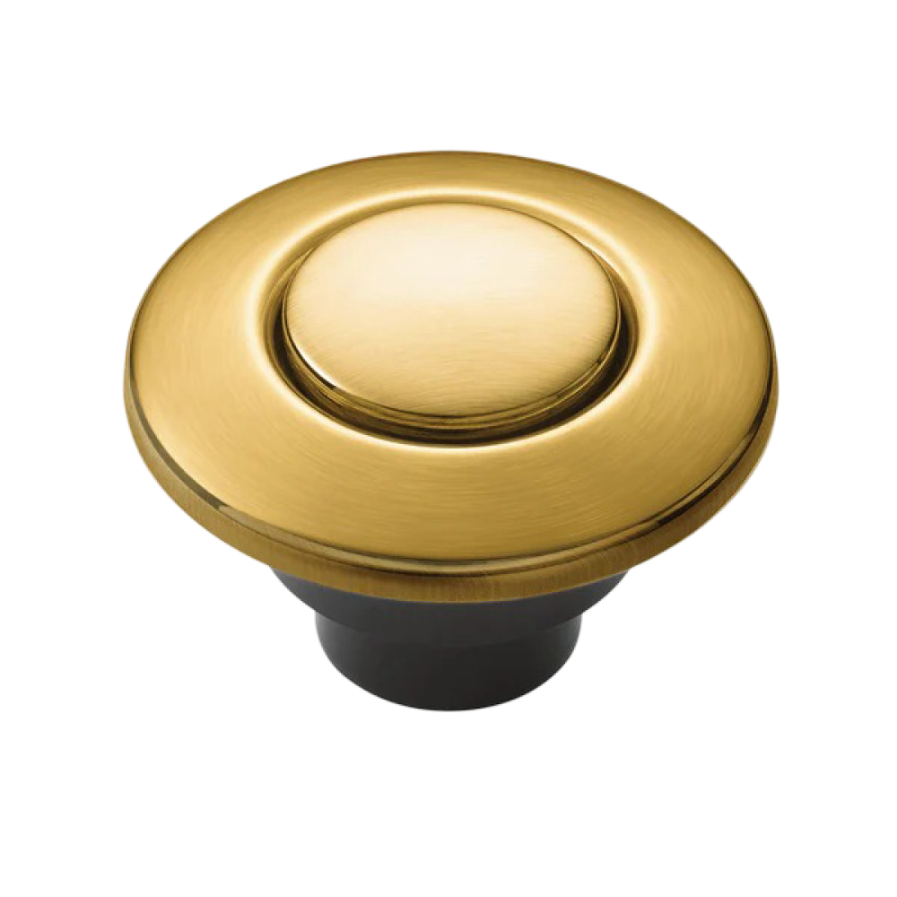 Moen 1-13/16" Garbage Disposal Air Switch, Deck Mount, Round, Push Button, Brushed Gold - AS-4201-BG