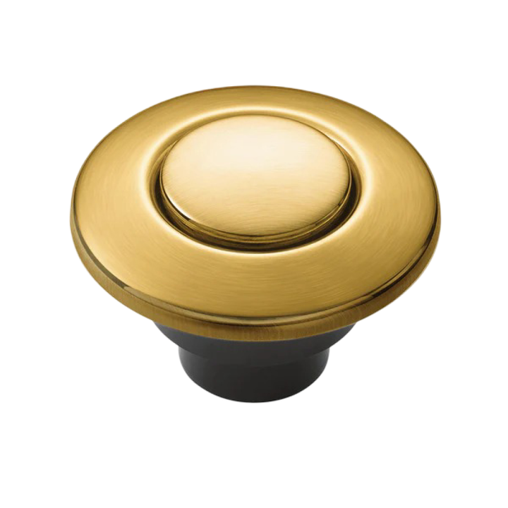 Moen 1-13/16" Garbage Disposal Air Switch, Deck Mount, Round, Push Button, Brushed Gold - AS-4201-BG