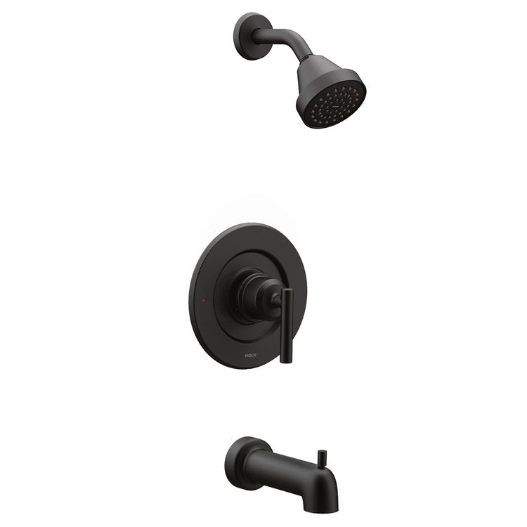 Moen Gibson Posi-Temp Tub/Shower Faucet, 1.75 GPM, 1-Function, Single Lever Handle, M-PACT, Eco-Performance, Matte Black - T2903EPBL