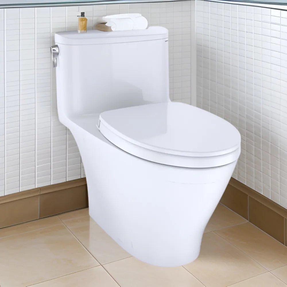TOTO Nexus One-Piece Skirted Toilet, Elongated, Universal Height, WASHLET+ Ready, 1.28 GPF, Cotton - MS642124CEFG#01