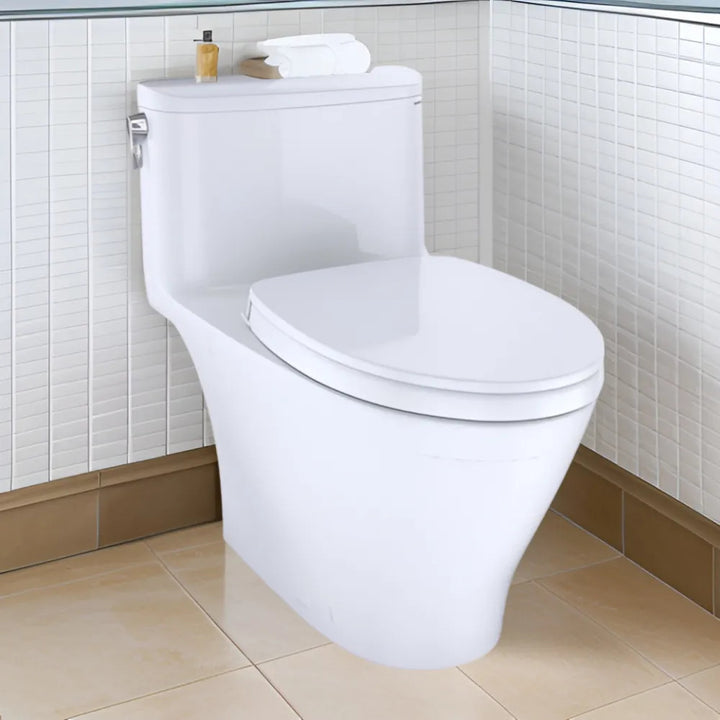 TOTO Nexus One-Piece Skirted Toilet, Elongated, Universal Height, WASHLET+ Ready, 1.28 GPF, Cotton - MS642124CEFG#01