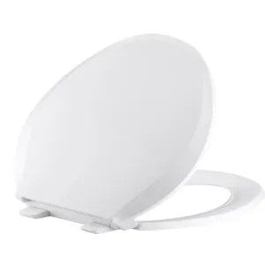 Round Toilet Seat, Slow Close, Plastic, White