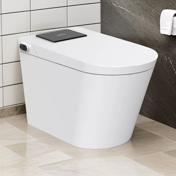Trone Smart Bidet Toilet Combo with Toe Touch Sensor, Auto-Open/Close, Digital Display, Heated Seat, Night Light, Auto-Flush, 1.28 GPF, Classic White - STCM1.WH