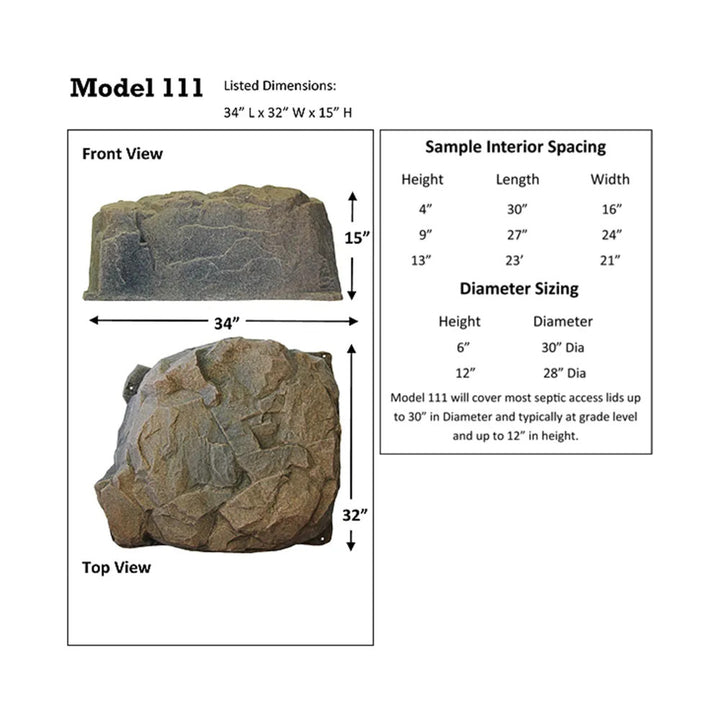 Dekorra 34" L X 32" W X 15" H Riverbed Brown Mock/Artificial Rock Enclosure - 111-RB