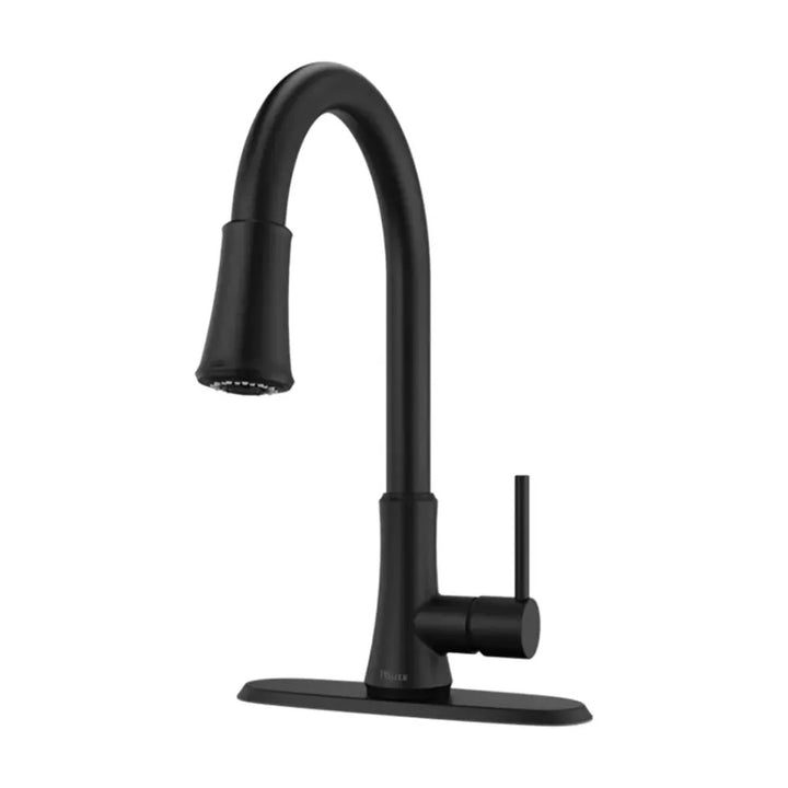Pfister Pfirst Single-Handle Pull-Down Kitchen Faucet, 1.8 GPM, Pfast Connect, Pforever Seal, Matte Black - G529-PF2B