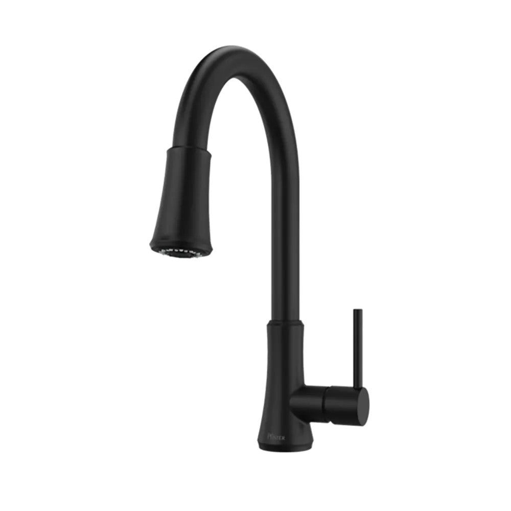 Pfister Pfirst Single-Handle Pull-Down Kitchen Faucet, 1.8 GPM, Pfast Connect, Pforever Seal, Matte Black - G529-PF2B