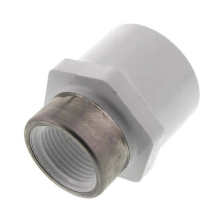 PVCFES134 1" SLIP x 3/4" FIP ADAPTER WITH STAINLESS COLLAR