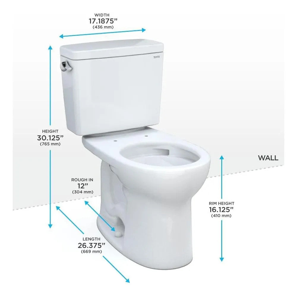 TOTO Drake Two-Piece Toilet with SoftClose Seat, Universal Height, 1.28 GPF, Cotton - MS776124CEFG#01