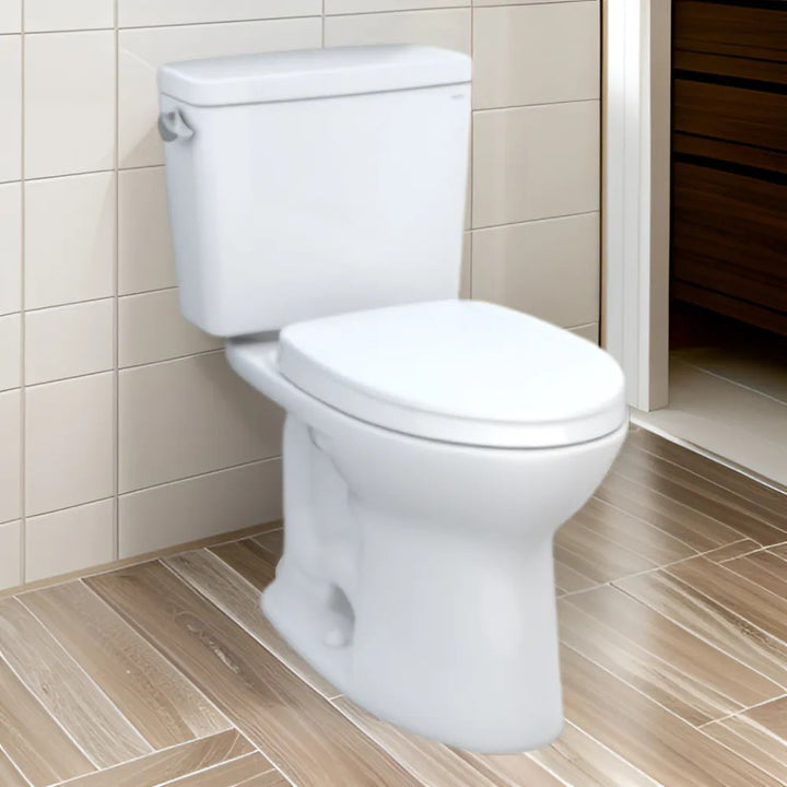 TOTO Drake Two-Piece Toilet with SoftClose Seat, 1.6 GPF, Universal Height, Cotton White - MS776124CSFG#01