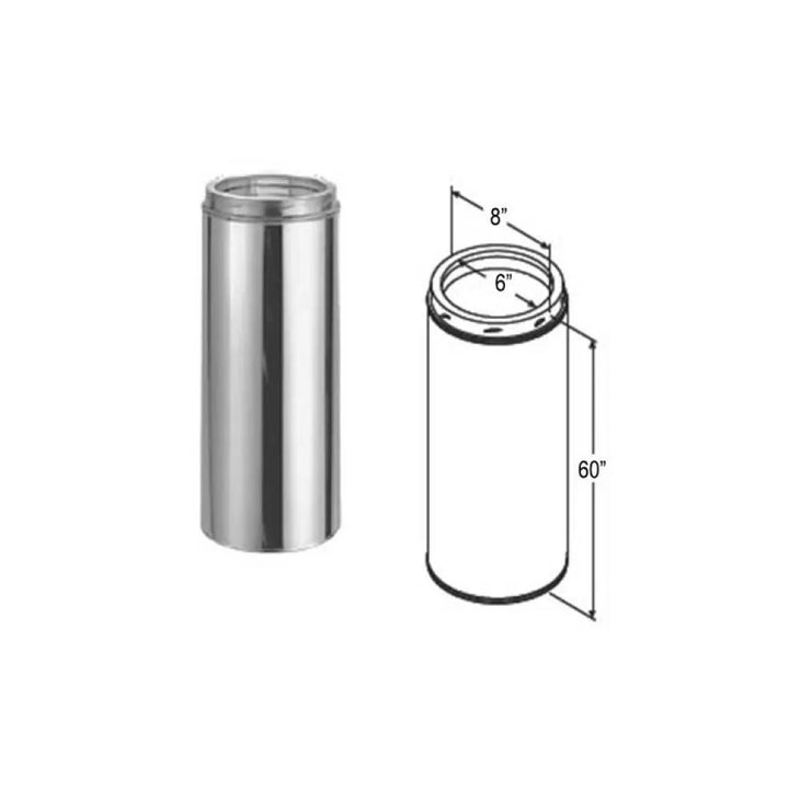M&G DuraVent 6" x 60" DuraTech Chimney Pipe - Galvalume - 9409GACF // 6DT-60CF