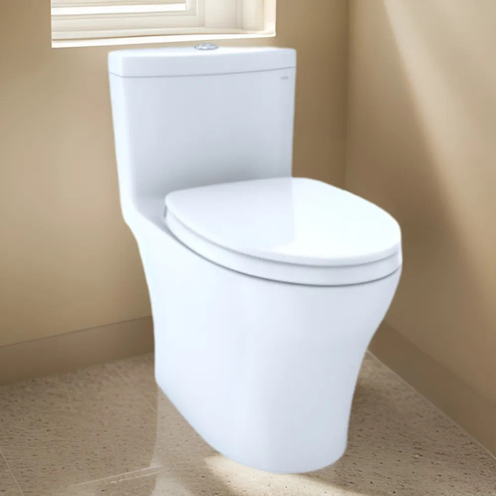 TOTO AQUIA IV One-Piece Toilet with SoftClose Seat, 1.28 GPF or 0.9 GPF, ADA, Cotton White - MS646124CEMFGN#01