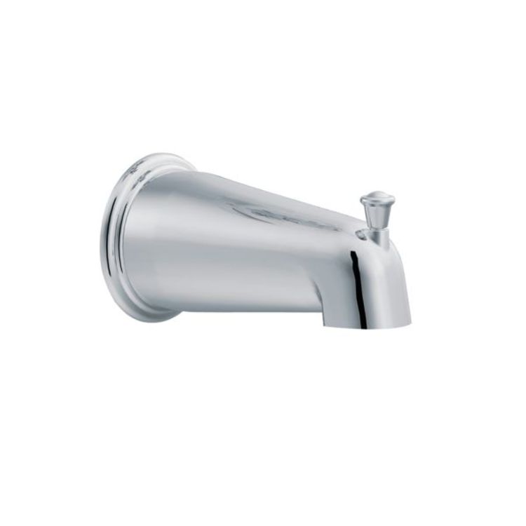 Cleveland Capstone 5-1/2in Chrome Metal Tub Spout, with Pull-Up Diverter, Slip-Fit Connection, Wall-Mount Installation - 41911