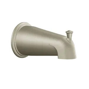 Cleveland Capstone 5-1/2in Brushed Nickel Metal Tub Spout, with Pull-Up Diverter, Slip-Fit Connection, Wall-Mount Installation - 41911BN