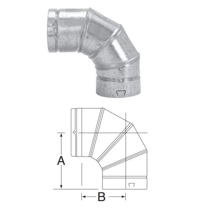 M&G DuraVent 4" B-Vent 90-Degree Adjustable Elbow - 4BVL90