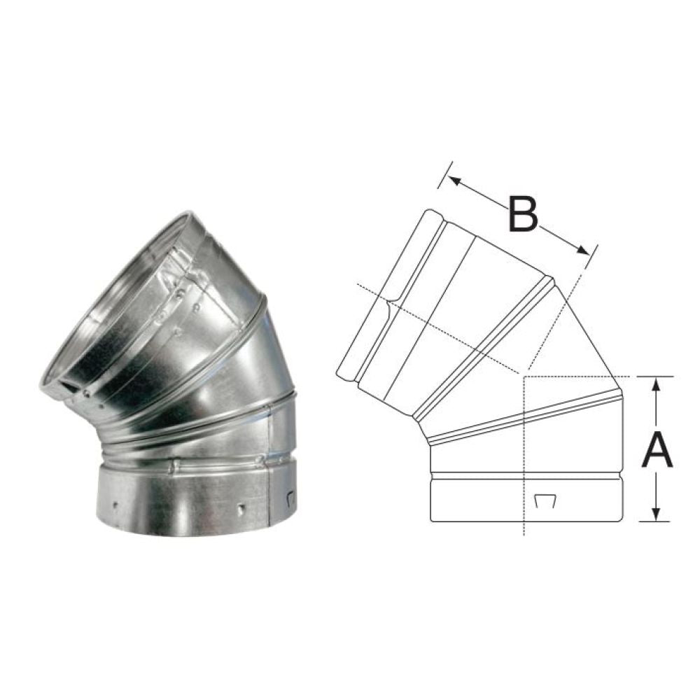 M&G DuraVent 4" B-Vent 45-60 Degree Adjustable Elbow - 4BVL45