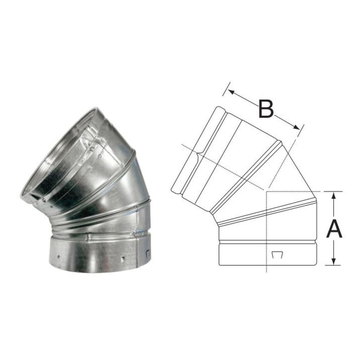 M&G DuraVent 4" B-Vent 45-60 Degree Adjustable Elbow - 4BVL45